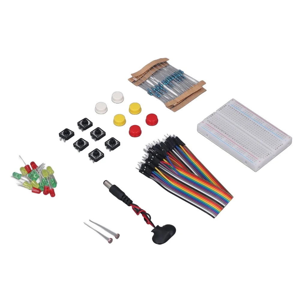 

Набор электронных компонентов с 400-позиционной макетной платой, светодиодами, кнопками и резисторами, стартовый набор для электроники