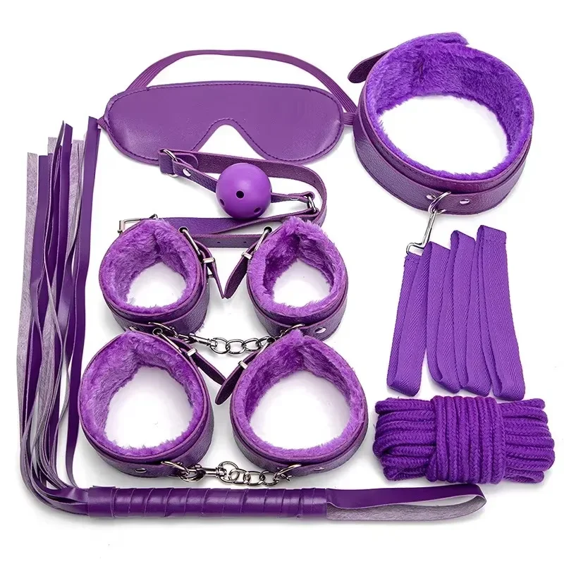 Sexy Toys for Cosplay Couples Adult Products 18 Handcuffs Erotic Accessories Bondage Hemp Rope Mask Sex SM BDSM Bondage Kit Set - view 6