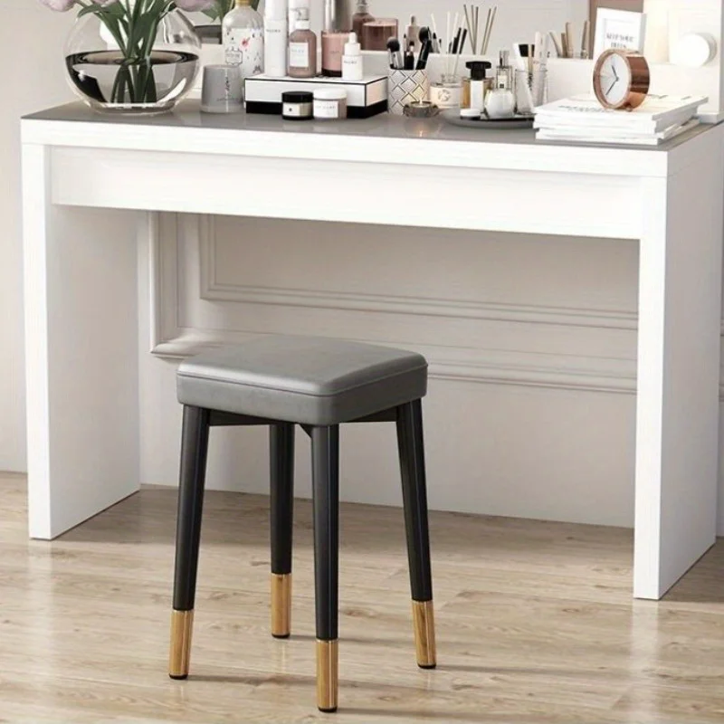 Modern Cushioned Stool for Dining Room, Living Room, Bedroom, and Office | with Golden Foot Cover, Criss-cross Construction Leg image 6