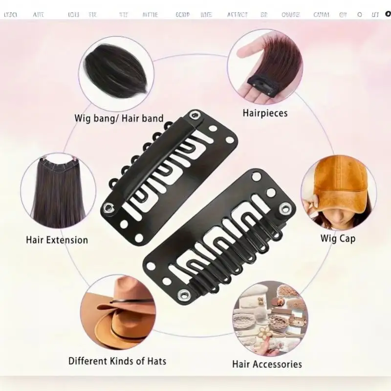 6/10 Stück Snap-Clips-Set Perücken-Doppelseitige Klebeklammern U-förmige Klammern Professionelle Haarverlängerung für Haarponys Haarklammern – Detail 6