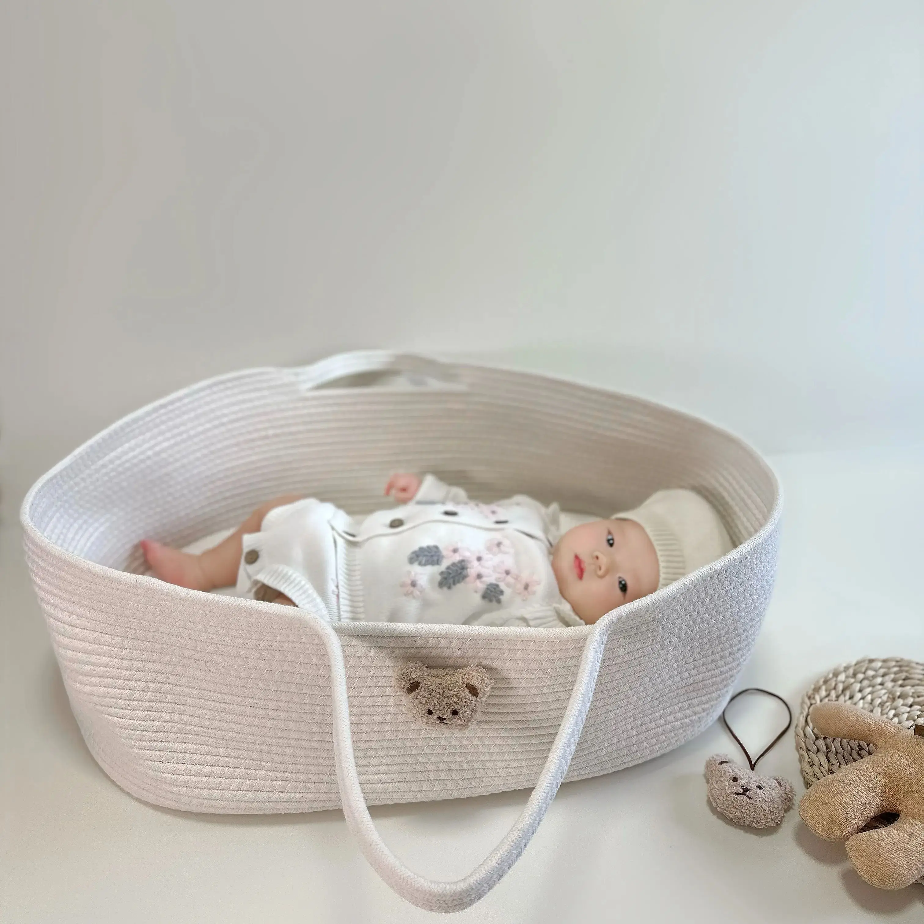 Good Looking Baby Sleeping Cradle, Cotton Rope Woven Crib, Baby Diaper Storage Basket, Children\'s Room Decoration