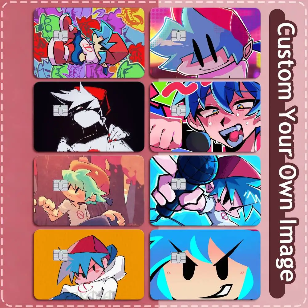 FNF Mid Fight Masses Boyfriend  Credit Card HD Stickers Game Card Decal Small Chip Waterproof Sticker Gift