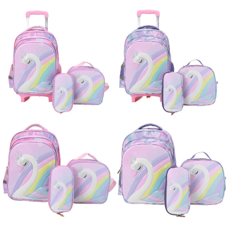 School Rolling Backpack School Trolley Bags For Grils And Boys Kids School Rolling Luggage School Wheeled Backpack For Girls