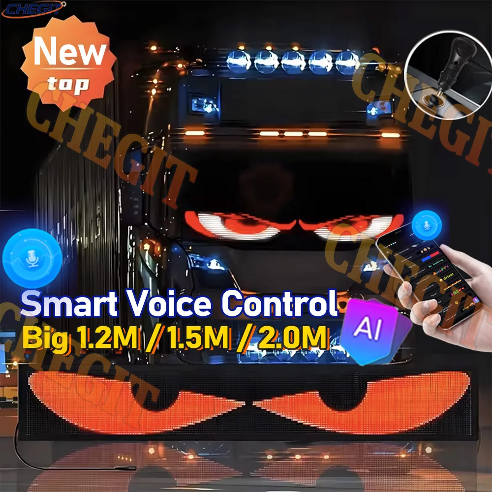 2M AI Voice APP شاحنة كبيرة شاحنة خفيفة شيطان عيون مصفوفة بكسل لوحة عرض مرنة سيارة الكتابة على الجدران التمرير النص الرسوم المتحركة