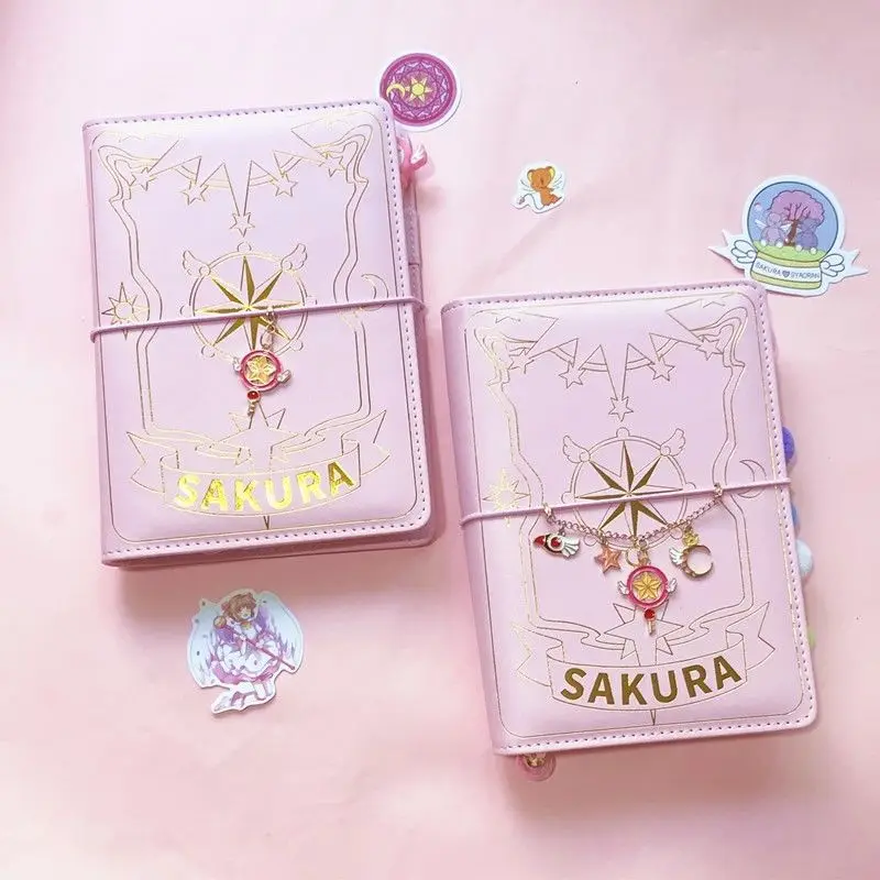 A6 Cute Pink Sakura Anime Loose-leaf Diary Notebook Agenda Planner Spiral 6 Holes Binder Note Book Journals Planner Stationery