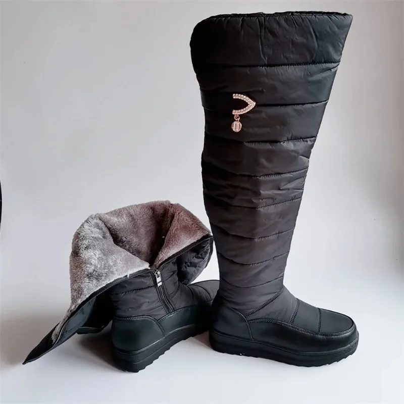 Down Warm Plush High Snow Boots Women 2025 Winter Shoes Platform Women's Over The Knee Boots Female Fashion Fur Waterproof Shoes