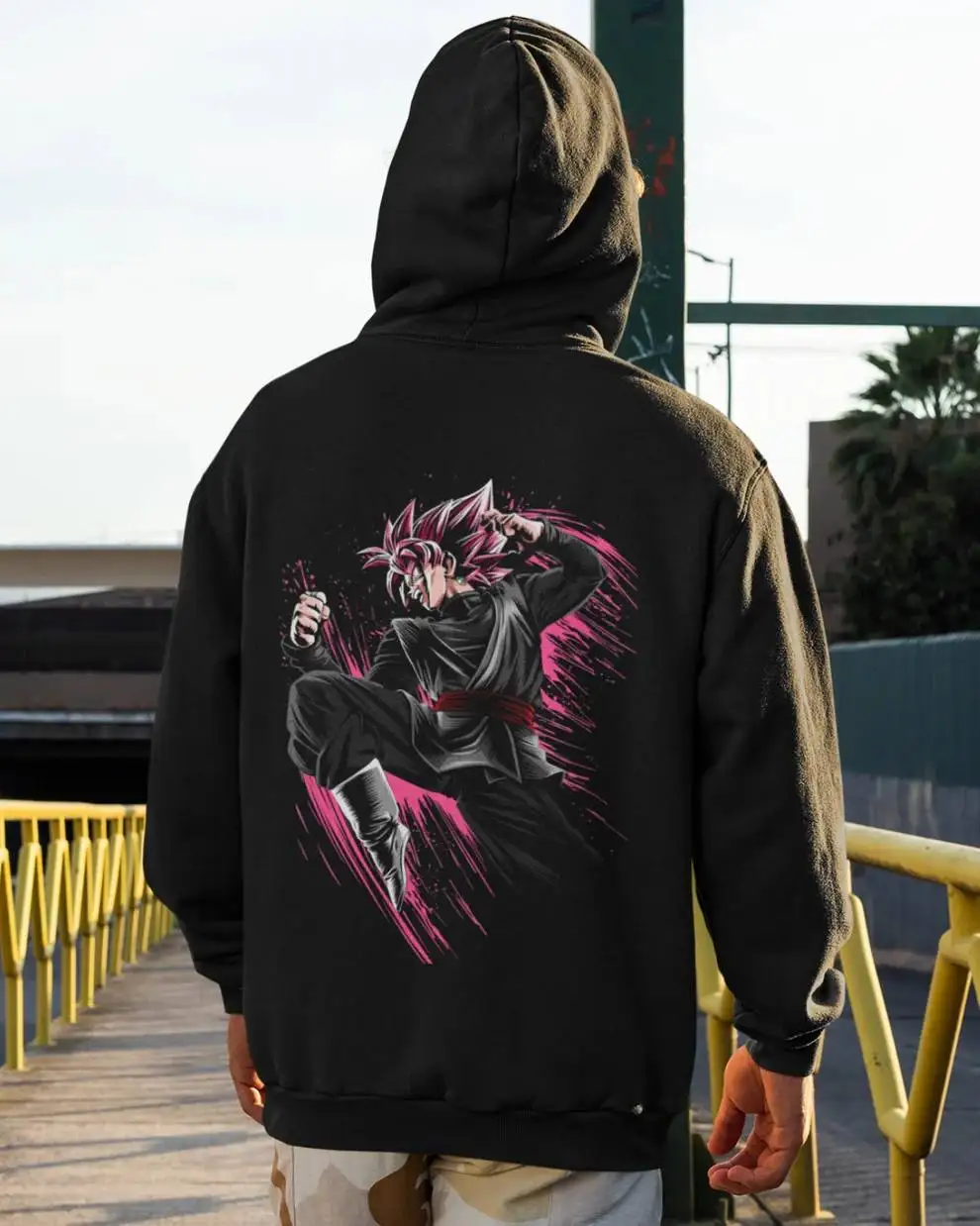 Dragon ball hoodie masculino vegeta cápsula corp impressão algodão streetwear pulôver solto ajuste unisex anime design gráfico cabelo roxo