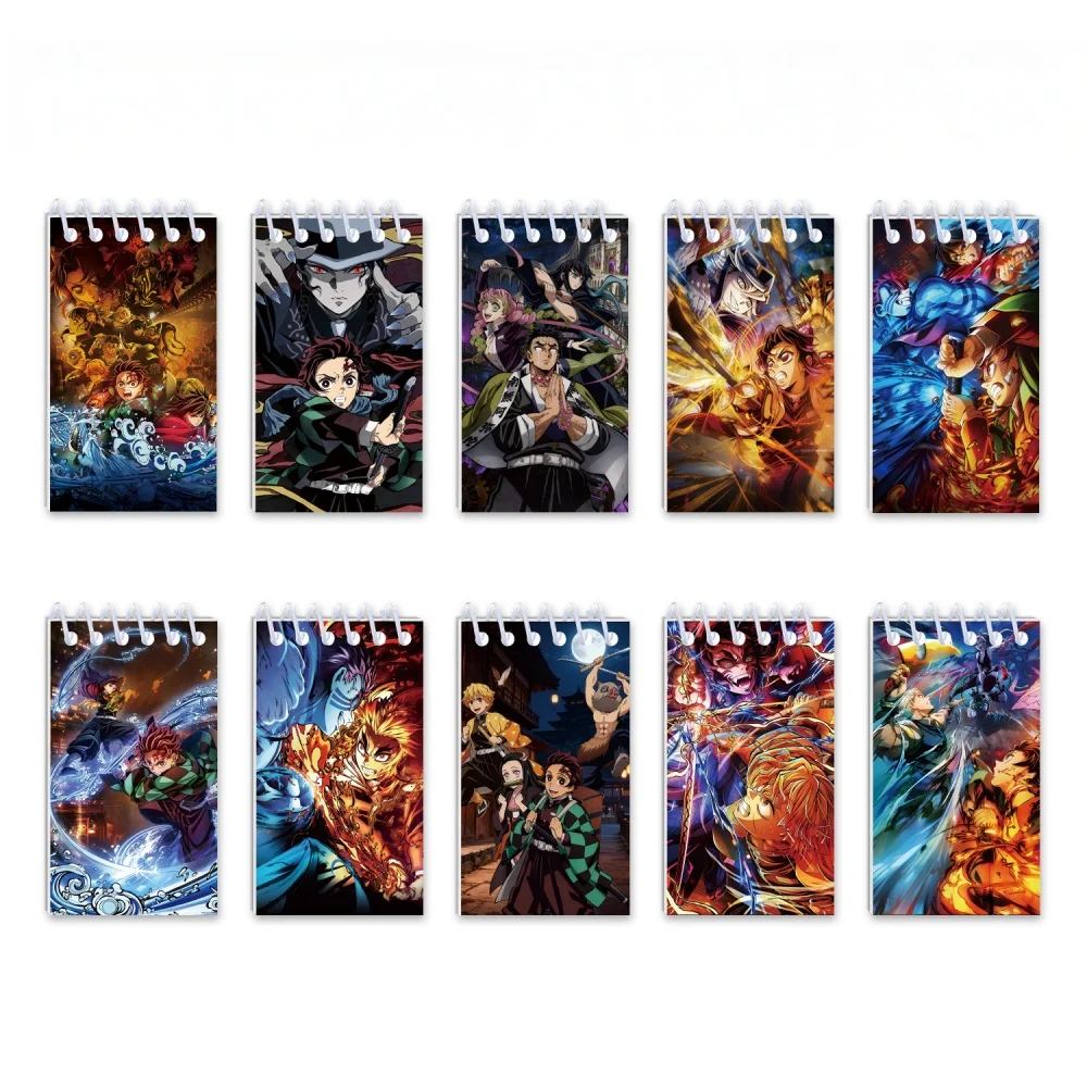 10PCS Demon Slayer Notepads. Spiral Pocket Notebooks. Student, Office Stationery - Teaching Motivation Supplies. Holiday Gifts