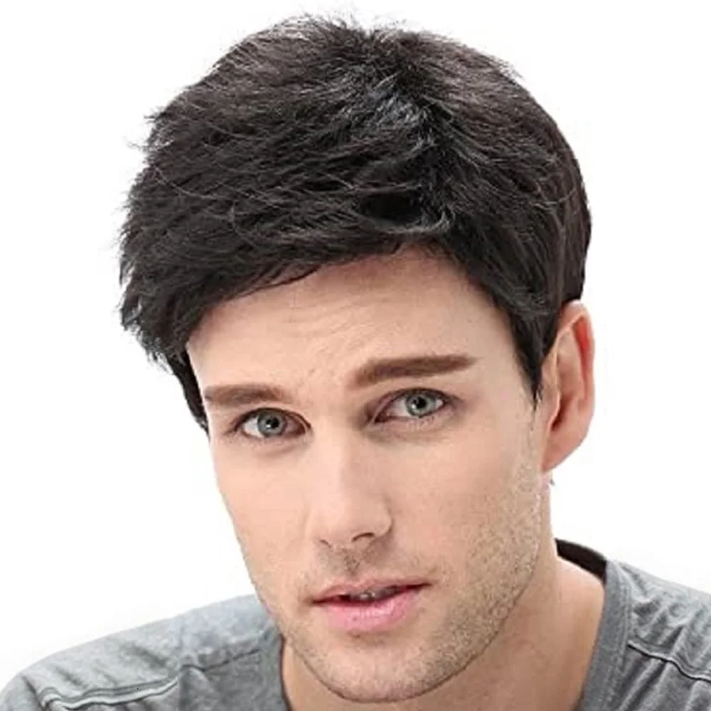 10 Inch Curly Wig Synthetic Short Brown Wig Hair For Men Suitable For Daily Use  Ball Christmas Halloween Music Festival Wedding