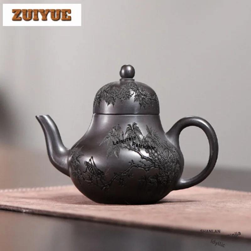 

220 мл Ретро Исин Фиолетовые Глиняные Чайники Ручной Работы Si Ting Горшок Сырой Руды Камень Желтый Грязевой Чайник С Ситечком Китайский Чайный Набор Цзыша