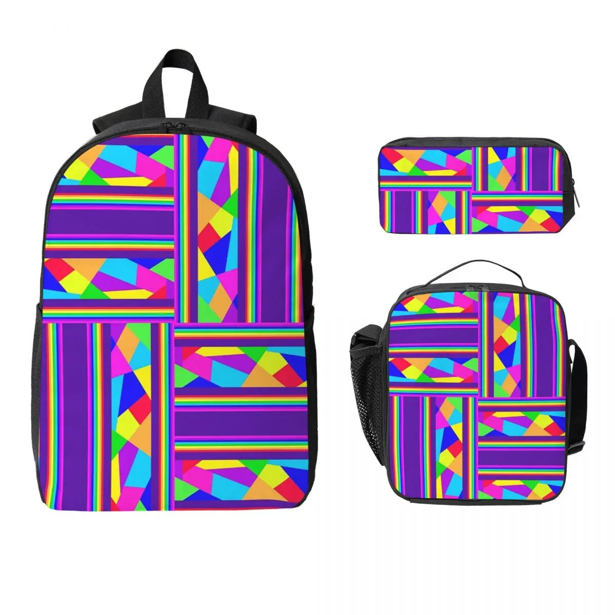 

Carnival Shards Mosaics Mardi Gras Masquerade Backpack BookBag School Bag Shoulder Bags 3ps Insulated Lunch Bag Pencil Case