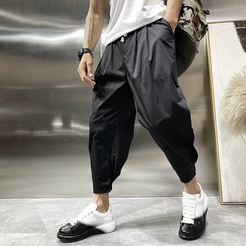 Yellow Casual Harlan Pants Men Korea Fashion Streetwear Harajuku Loose Trousers Solid Wild Sweatpants Men Jogging Pants Black