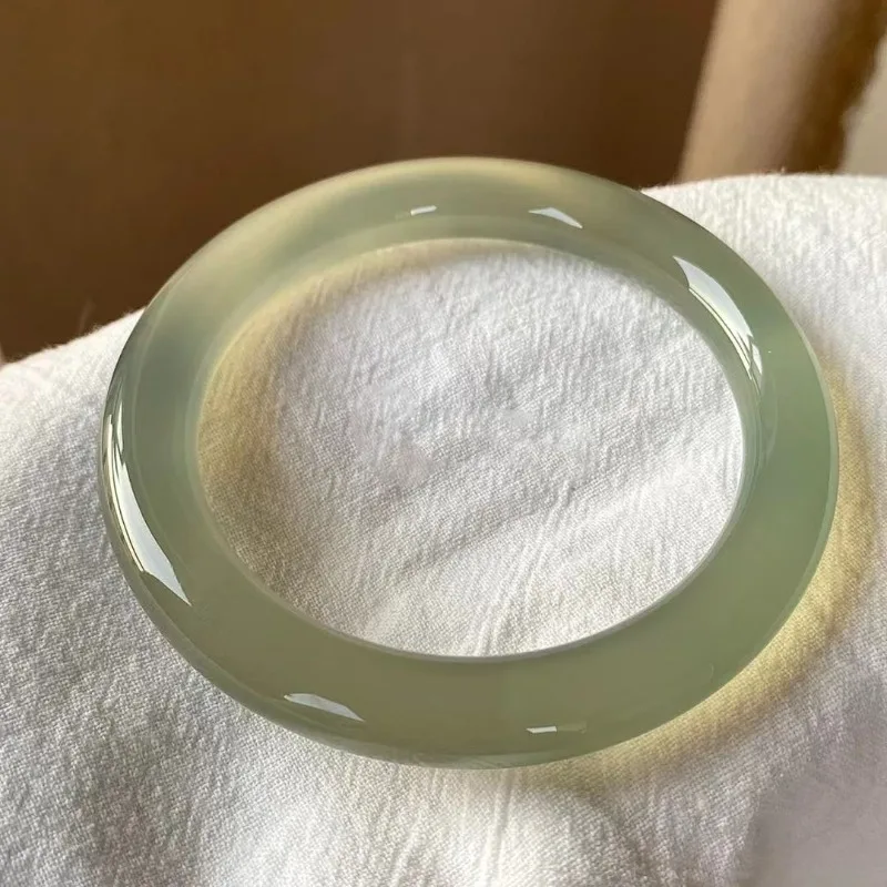 아이스 시드 오일 블루 라운드 팔찌, 아이스 스루 그린 마노, 지방 라운드 뷰티 팔찌