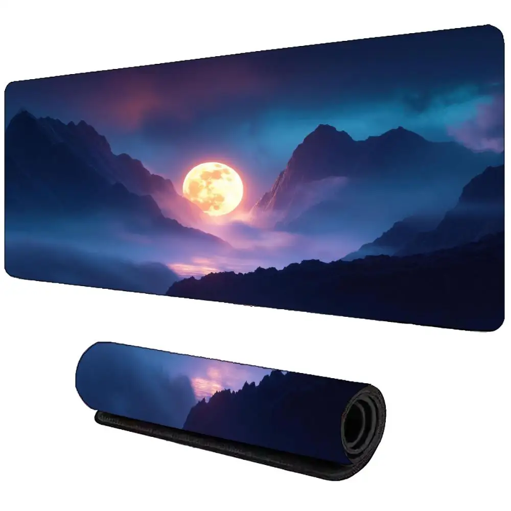 

Mountain Moon Landscape Mouse Pad Large Rubber Anti-slip PC Desk Accessories Mousepad for Office & Gamer Keyboard Mats Decor Mat