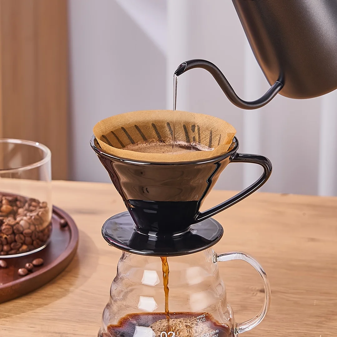 Keramik-Kaffee-Dripper-Set – Kegelförmiger Filtertrichter für gemahlenen Kaffee – Outdoor-Reise-Kaffeemaschine & Netzfilter – Detail 2