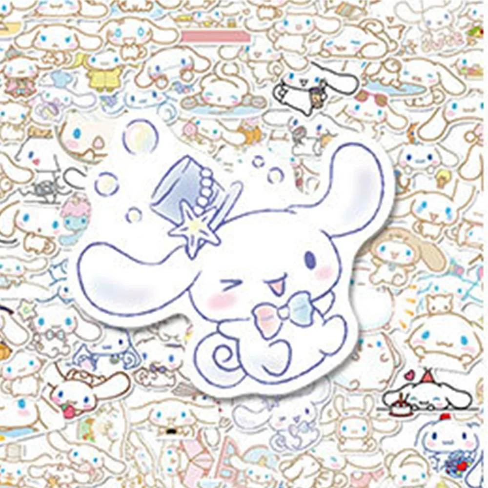 Pegatinas de Anime Sanrio Cinnamoroll para niños, pegatinas impermeables para cuadernos, teléfono, Maleta, calcomanía bonita DIY, paquetes de