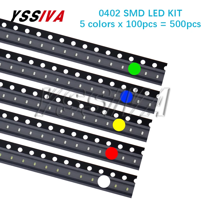 600pcs/500pcs 5050 5730 3528 1206 0805 0603 0402 SMD LED Kit 6colorsX100pcs/5colorsX100pcs Red Green Blue White Yellow Orange