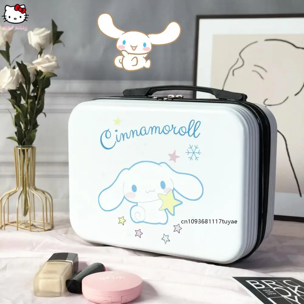 Cinnamoroll Kuromi Hello Kitty Suitcase Anime Sanrio Cosmetic Bag Cute High Capacity Storage Makeup Case Portable Travel Outdoor