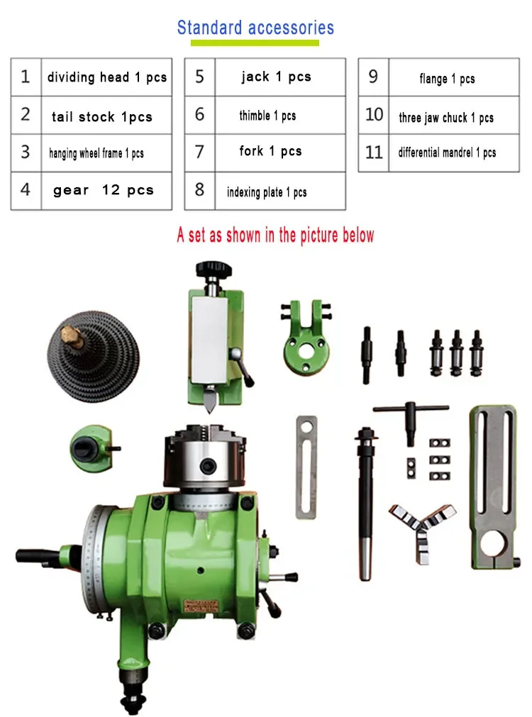 Milling Machine Universal Dividing Head F11-125A with gears