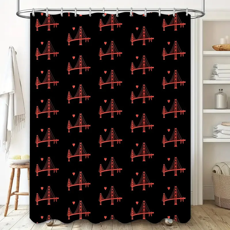 Bathroom Curtain Golden Gate Bridge Shower Curtain Vintage Travel Theme Decor Waterproof Fabric Backdrop Home Hotel