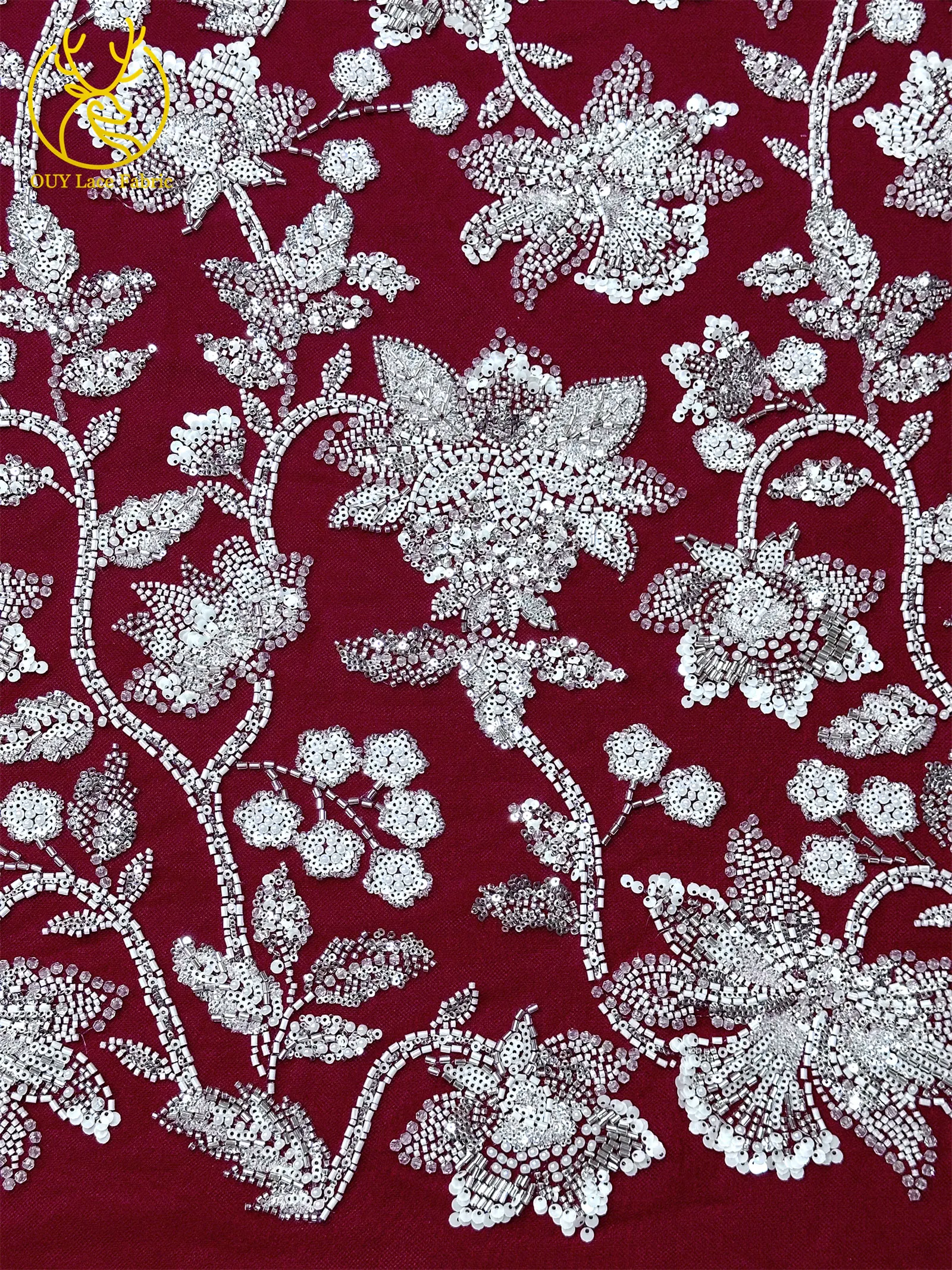 5 Yards Hochwertige Afrikanische Bräutigam-Perlenstickerei Luxuriöser Maßgefertigter Nigerianischer Französischer Pailletten-Tüllstoff für Damen Neues Abendkleid – Detail 9