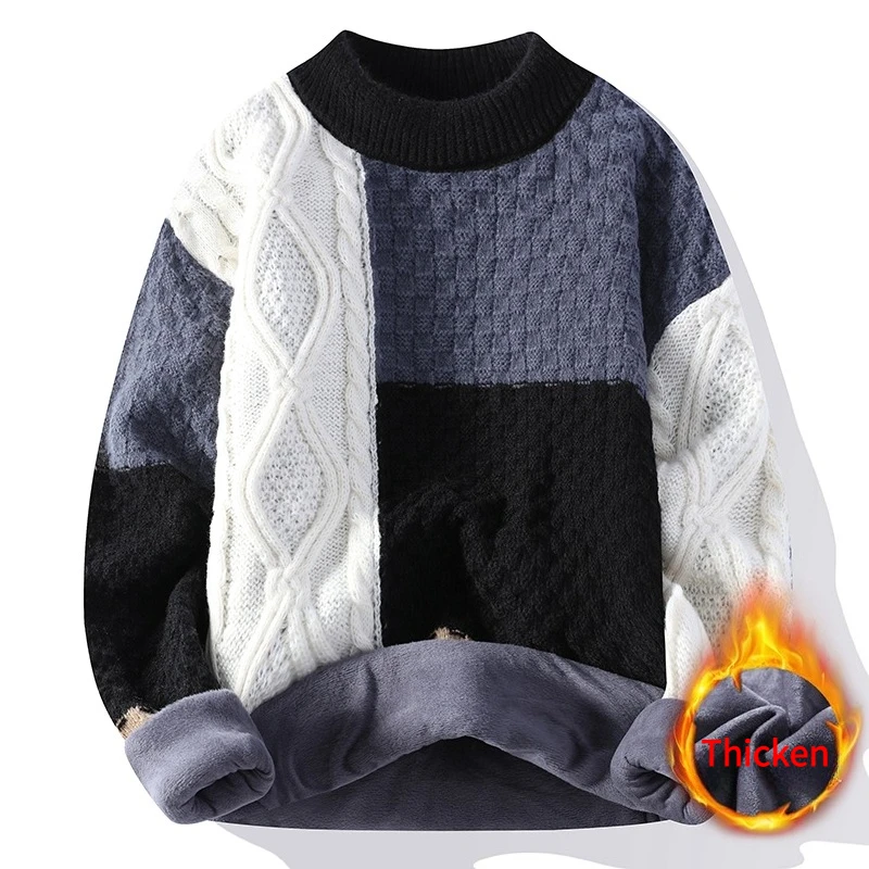 

Мужская свободная мужская одежда, пуловер с круглым вырезом, новый зимний свитер с полуводолазкой, вязаные свитера со средним воротником для подростков