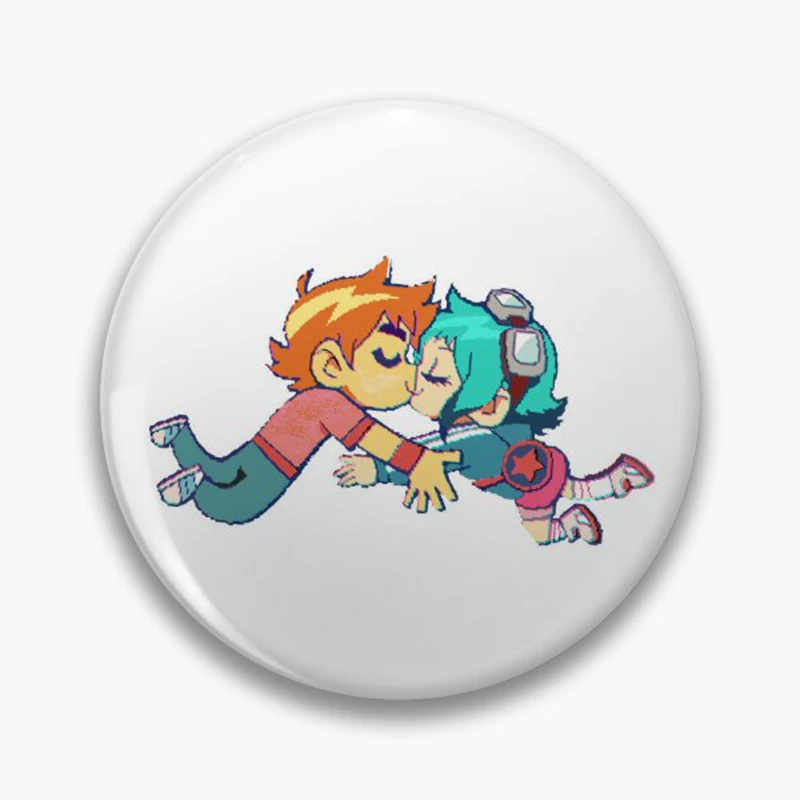 58mm Cartoon Scott Pilgrim Ramona Anime Button Pin Badge Funny Myself in Scott Style Brooch Backpack Accessories Friends Gift