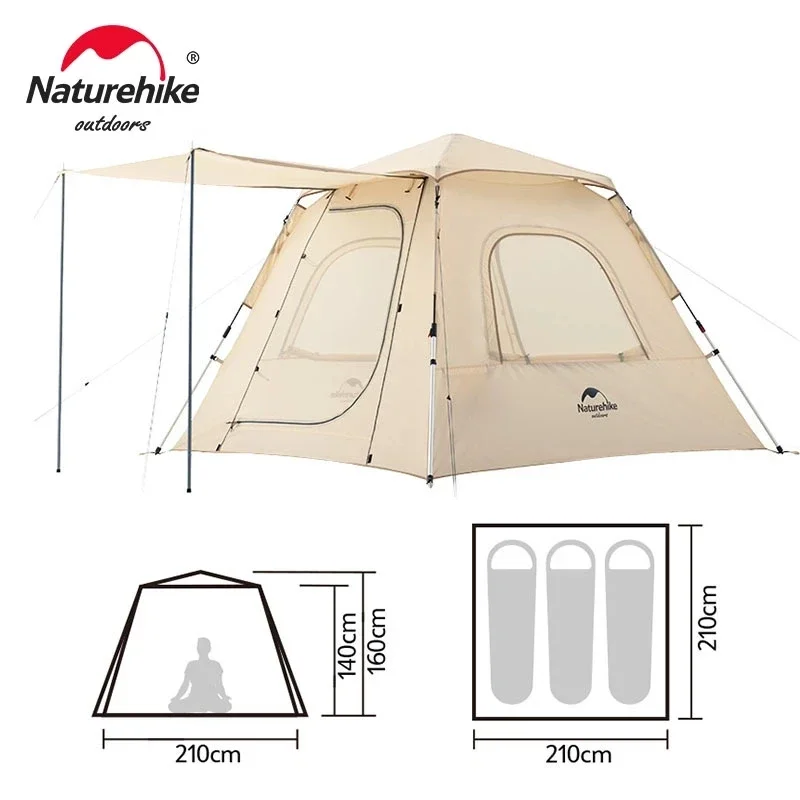 Naturehike Family Camping Tent Waterproof Automatic Penta Circulation Ventilation Tent Upf50+One Button Travel Tent