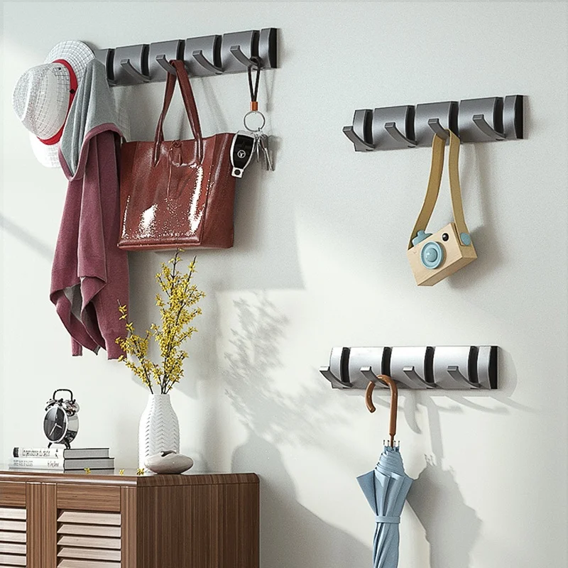 YUNJIEYA Folding Door Hooks Towel Hanger Nail Free Punch Wall Rack  Hook Coat Clothes Holder For Bathroom Kitchen Accessories