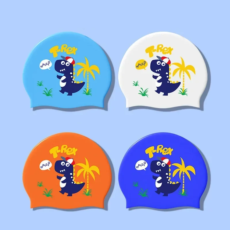 Children Swimming Caps High Elastic Comfortable Silicone Swim Caps for Boys Girls Cartoon Swimming Cap Swimming Pool Accessories