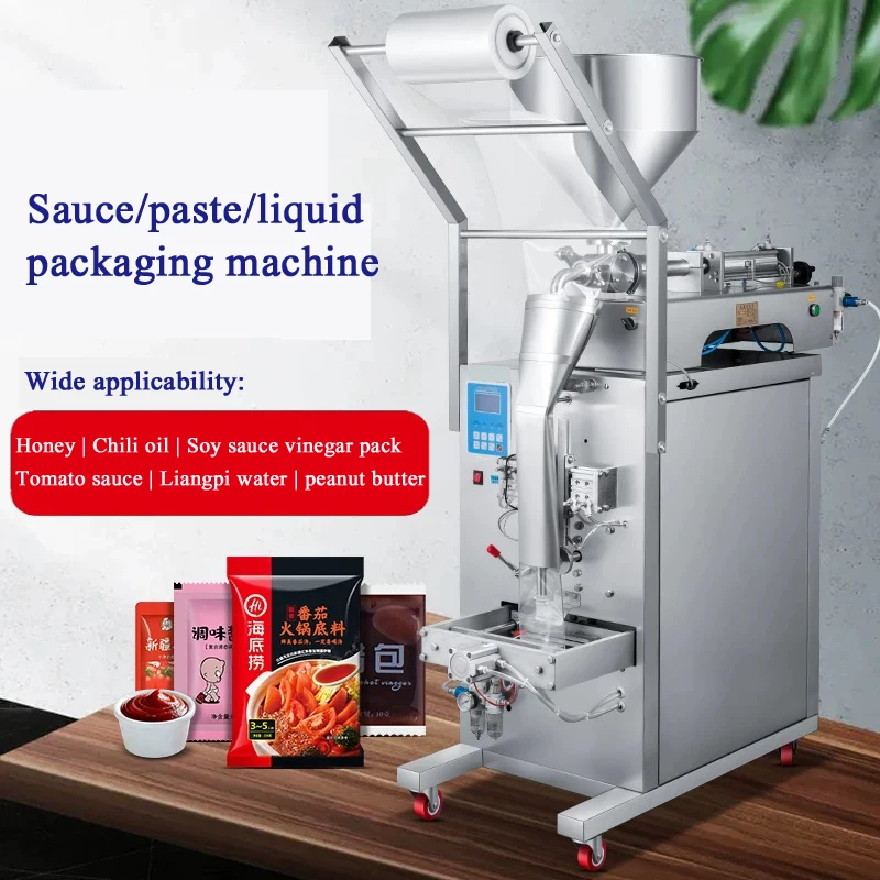 Máquina envasadora de pasta automática Industrial PBOBP, máquina de llenado y sellado de líquidos para vinagre, salsa de soja y condimentos quantitativamente