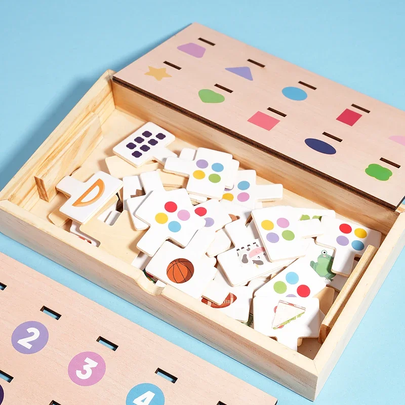 Holzmuster-Form-Matching-Spiel für Kinder, frühes Lernspielzeug, farbige kognitive Tierspielbox-Geschenke