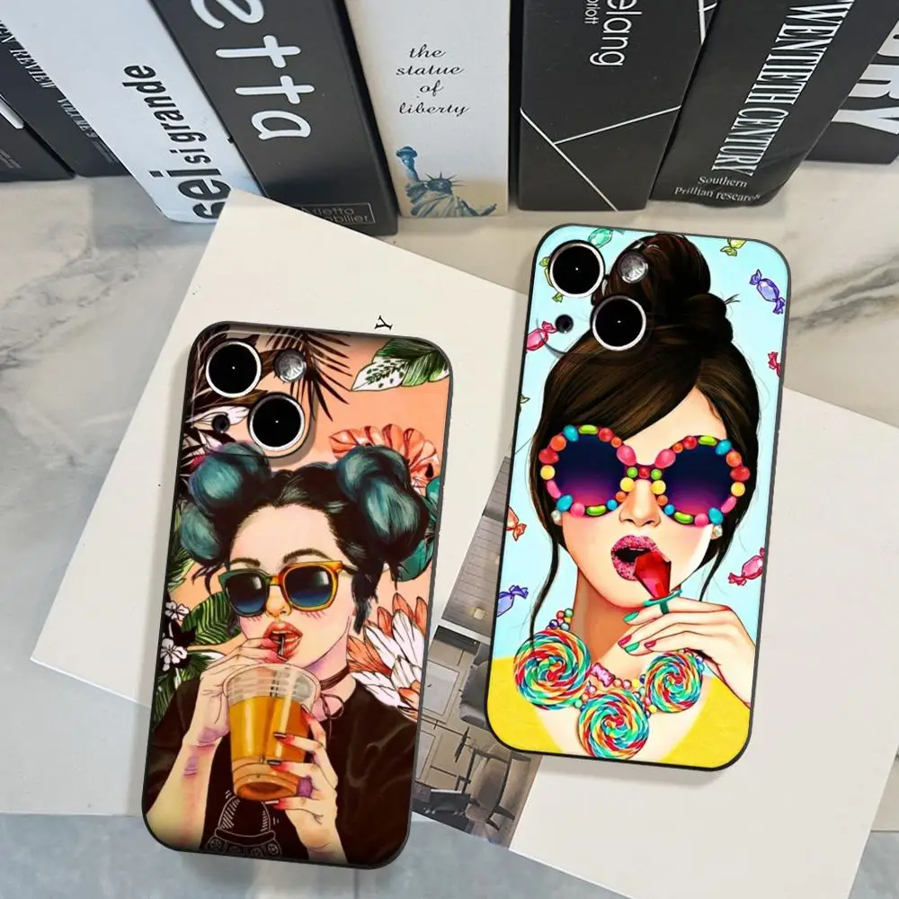 

Girl Trendy only Phone Case FOR IPhone 15promax 14 11 12 Pro 8 7 15 Plus 13 Pro MAX XR XS MINI Black Soft Covers