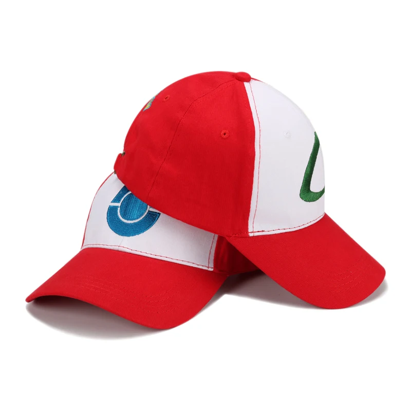 Pokemon Anime Hats Pocket Monster Figure Ash Ketchum Cosplay Series Cartoon Hats Adjustable Child Baseball Cap Mesh Hats