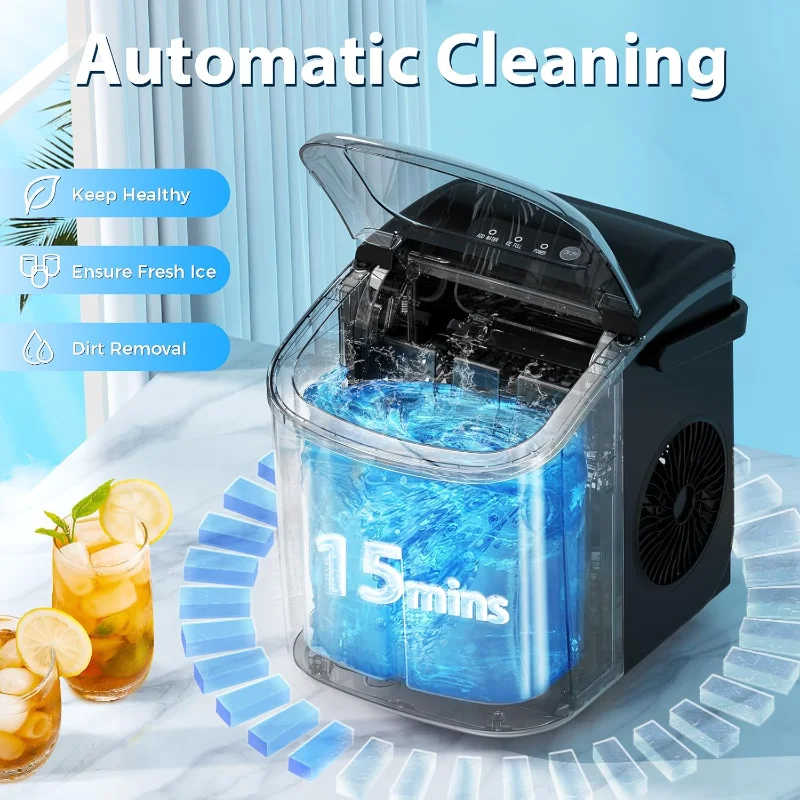 Antarctic Star Countertop Ice Maker，Portable Ice Makers with Self-Cleaning, Bullet Ice Machine, 26Lbs/24H