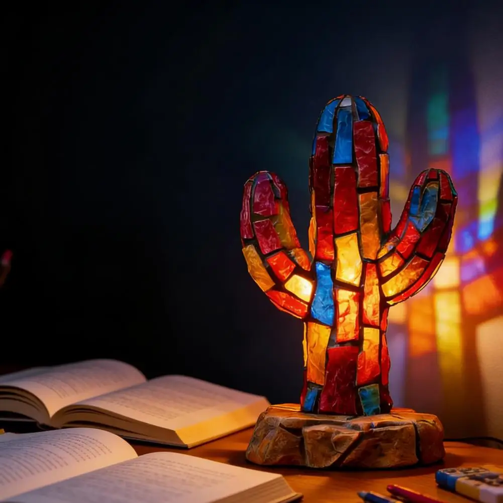 

Ночник из окрашенной смолы ручной работы, винтажный, с питанием от USB, мягкий теплый светодиодный светильник, 3D-ретро, в стиле витражей