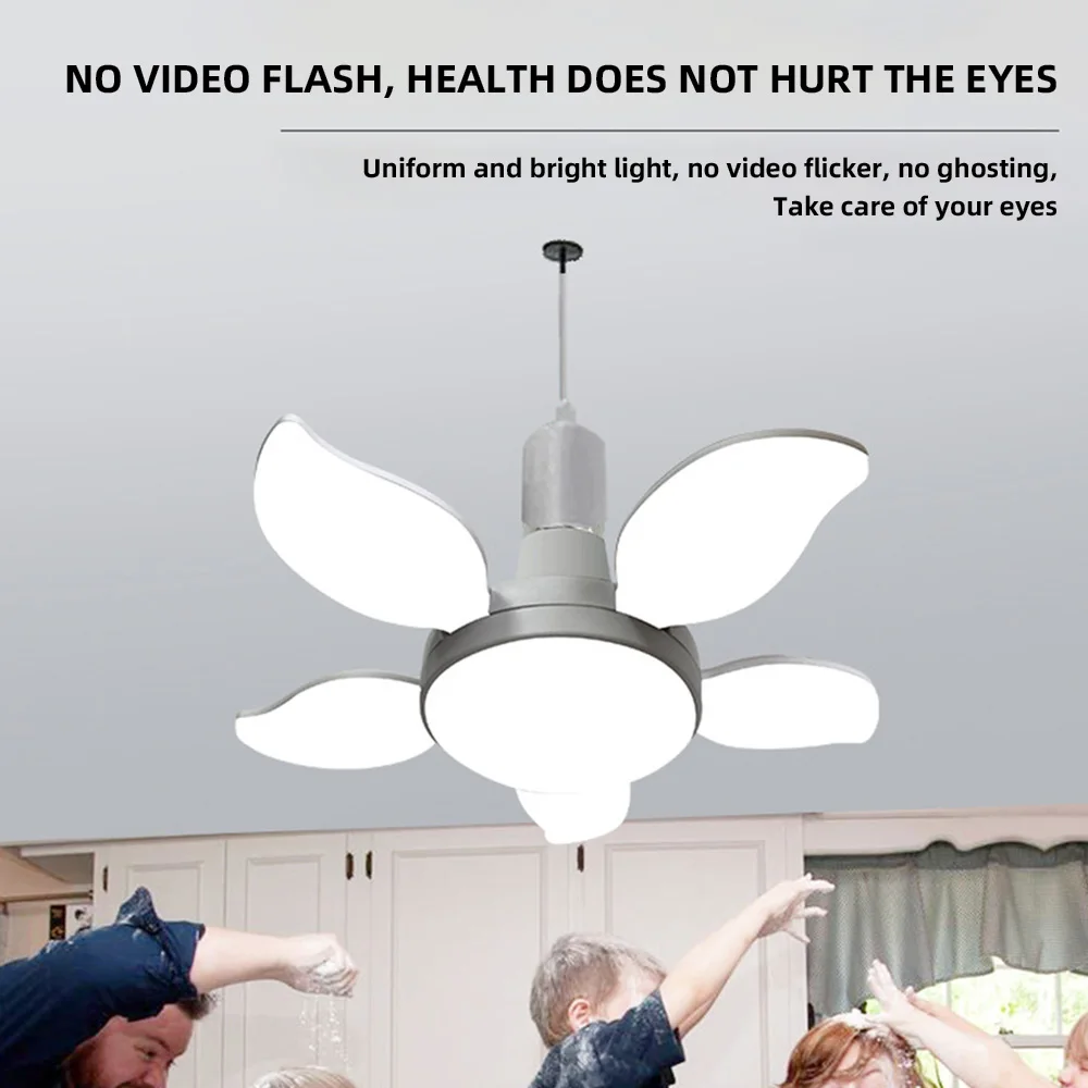 

Led Bulbs Super Bright Eye Protection Five-leaf Light Folding Household Indoor Living Room E27 Screw Energy-saving Bright 55w