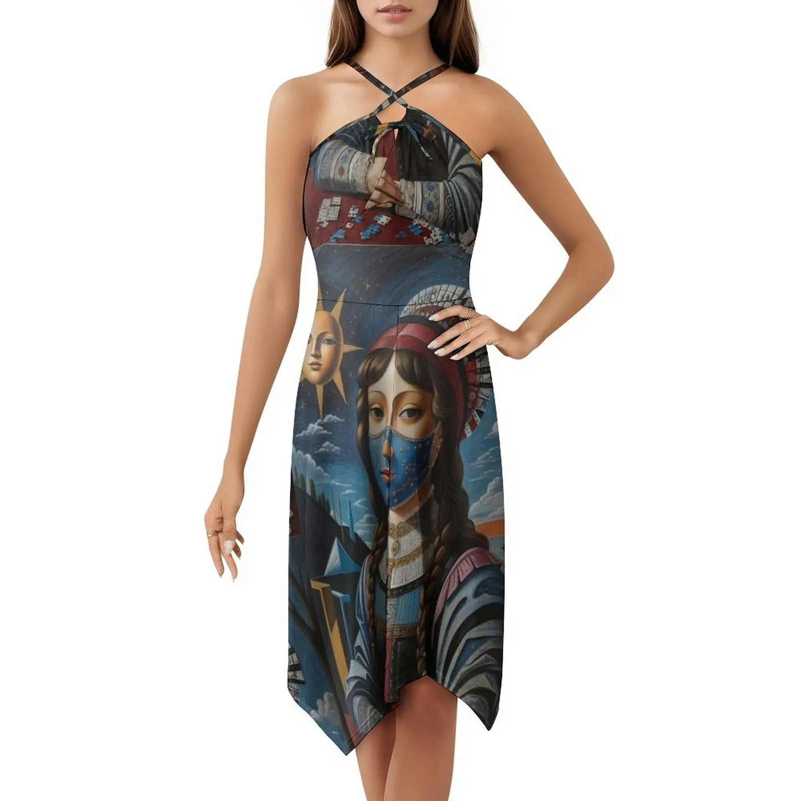 فستان موناليزا New1 للسيدات على طراز الهيب هوب ملابس الشارع مطبوعة برسومات جرافيك للحفلات ملابس للنادي موناليزا كل يوم ورقبة دائرية فستان سخي لـ #5