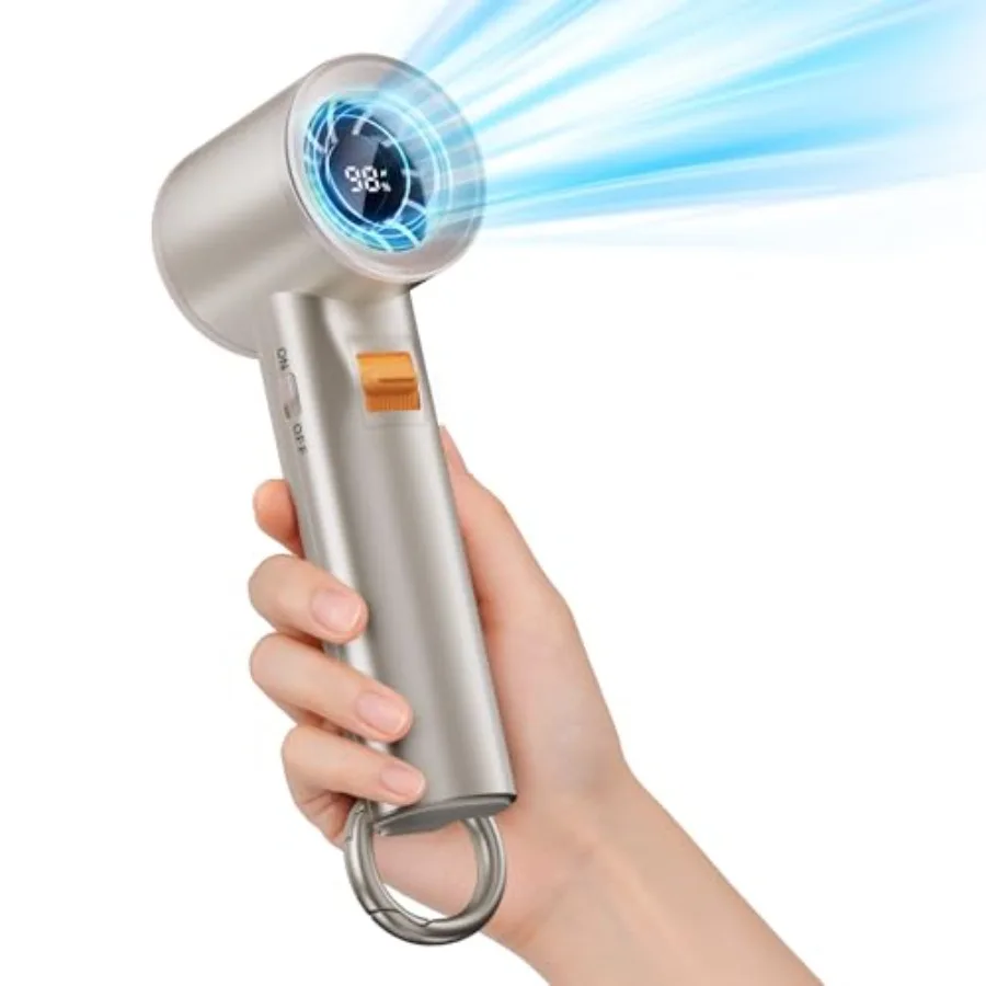 

Portable Handheld Turbo Fan for Outdoor- 5000mah Mini Handheld Personal Pocket Fan for Powerful Airflow Wind - 20Hrs, 100 Speed