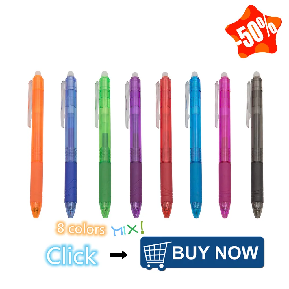 

8 Color 0.5mm Erasable Pen Press Blue Black Gel Pen Set Erasable Refill Rod Gel Ink Stationery Retractable Pens School Writing