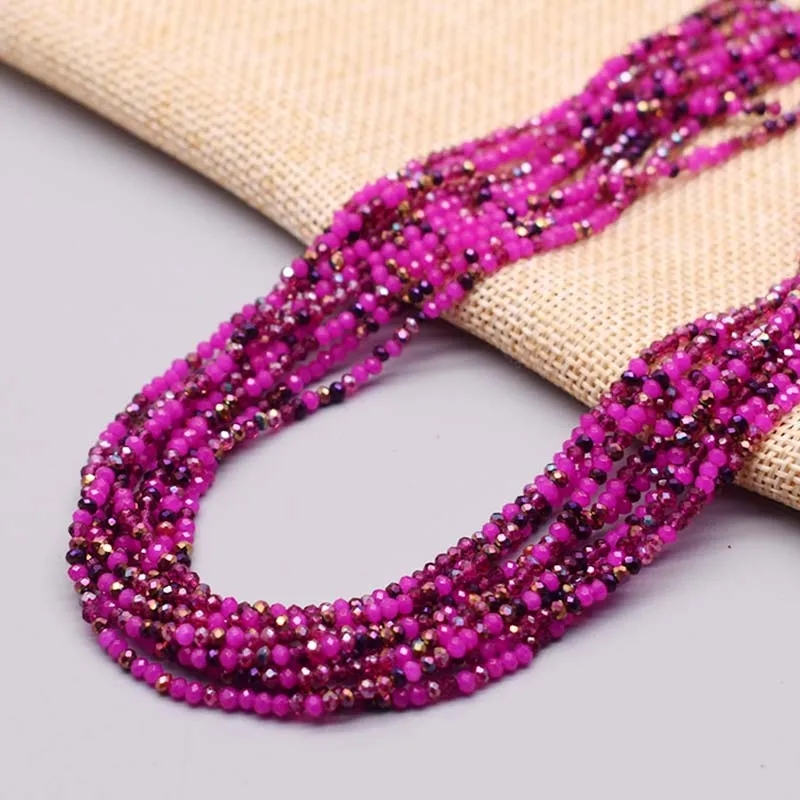 New 1x2mm Faceted Crystal Glass Beads Shiny Small Seed Rondelle Crystal Loose Spacer Beads for Jewelry Making DIY Necklace