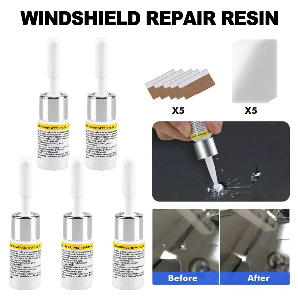 

5set White Automotive Glass Repair Car Windshield Resin Crack Tool Kit Set Convenient And Easy With 5pcs Repair Blade Tool