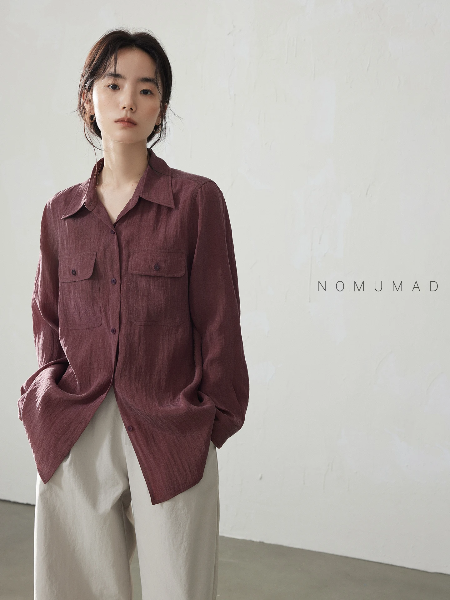 

Новая женская рубашка Nomumad из шелкового хлопка с длинным рукавом, свободного кроя, на пуговицах, для работы и повседневной носки, осень 2025