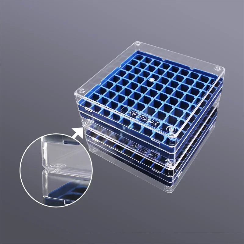 Watson 1577-850B Laboratory Freezer Box Tube Rack Blue 81-well Polypropylene PCR Can Accommodate Cryovials of 2ml or Less