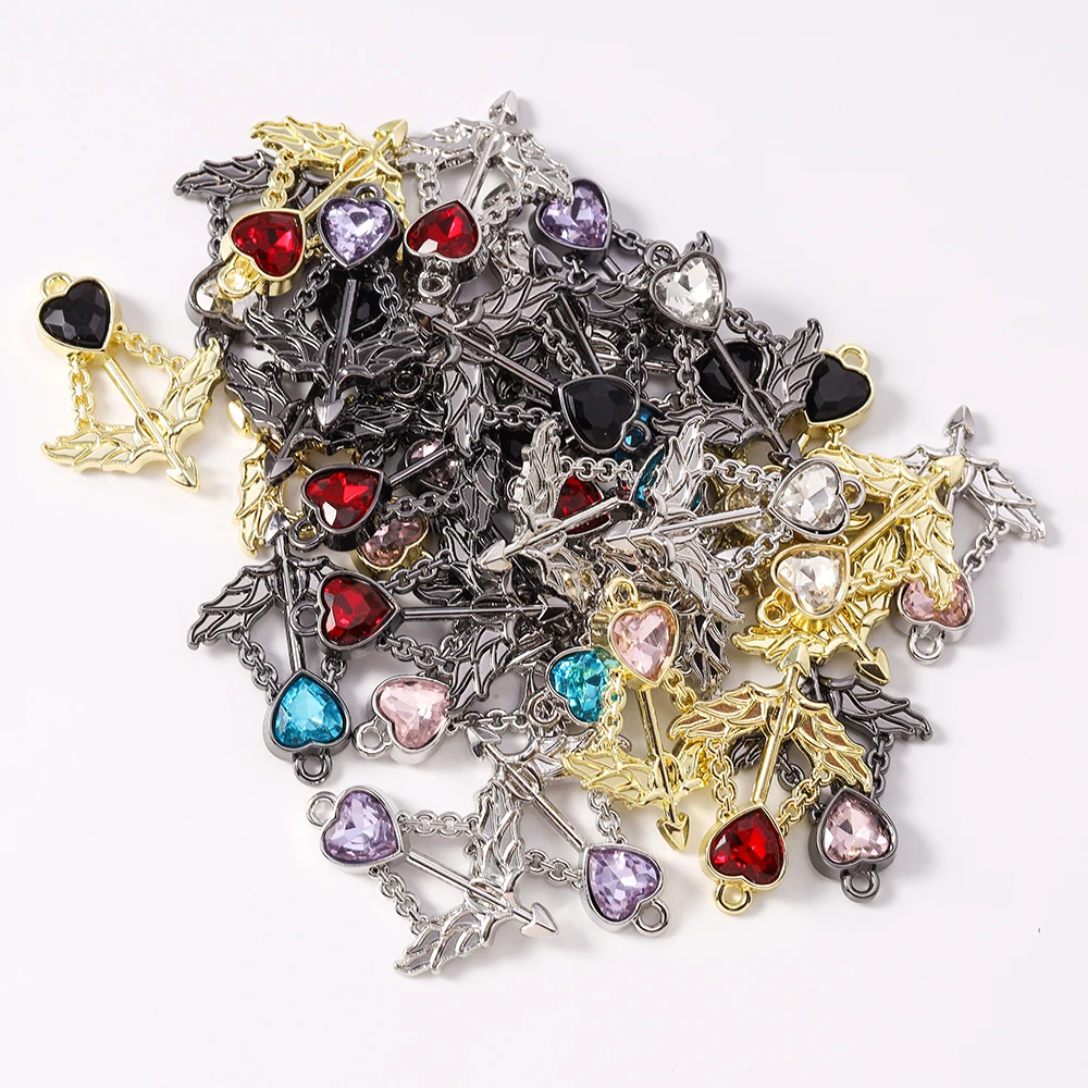 

5pcs Chic Crystal CZ Cupid's Arrow Charms Pendants for Necklace Earrings Bracelet DIY Handmade Jewelry Making Accessories