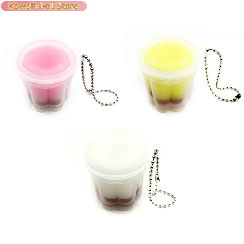 Soft NEW Fidget Toy Novelty Pudding Squeeze Decompress Toy Keychain Cute Stress Relief Toys Backpack Pendant Kids Adults Gift