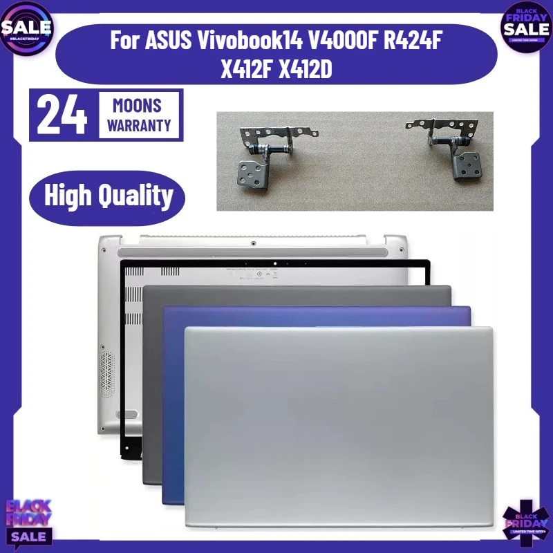 For ASUS Vivobook14 V4000F R424F X412F X412D Laptop LCD Back Cover Front Bezel Lower Bottom Case Hinges Palm Pad Keyboard