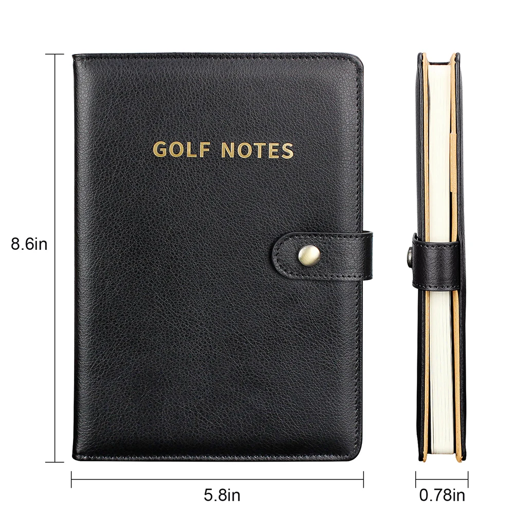 Black Leather Golf Scorecard Holder Score Notebook Log Journal Yardage Book Supplies Golf Training Aids for Men