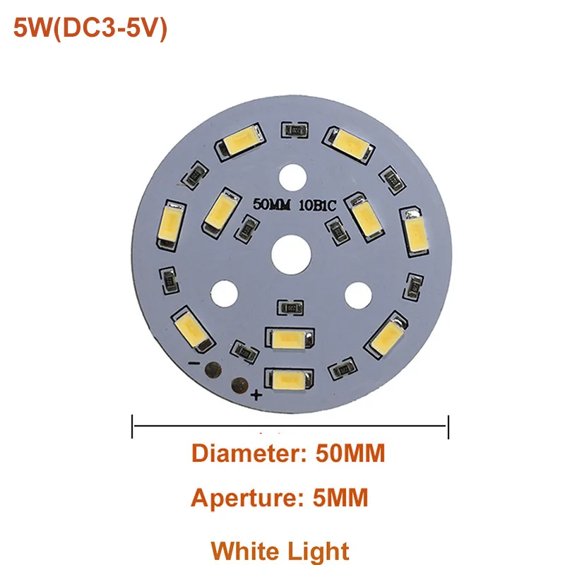 Brightness LED SMD5730 5W DC3-5V Color Lamp Bead Light Board Bulb Round Transformation Light Source Dia 50MM White Warm Light