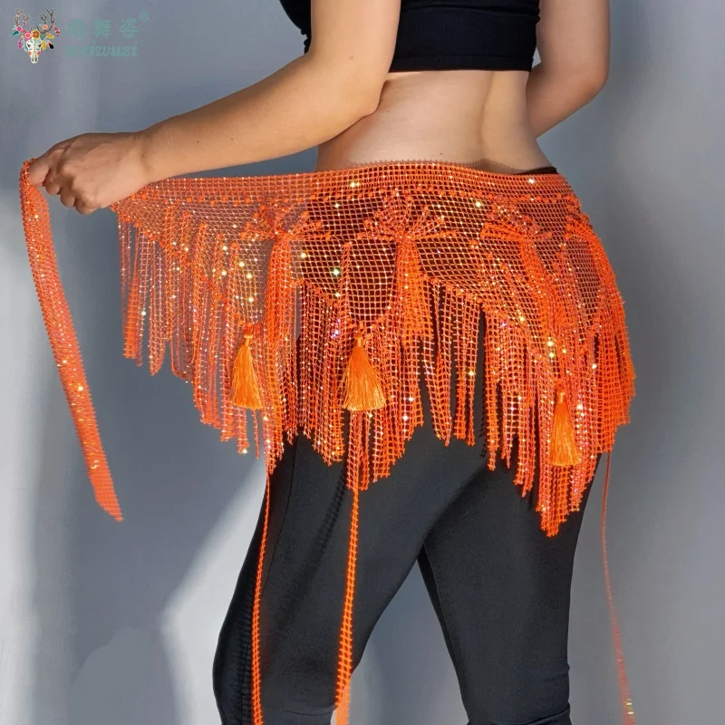 Handmade Belly Dancing Performance Belt for Women Senior Mesh Diamond Tassel Hip Scarf Oriental Dance Competition Accessories view 3